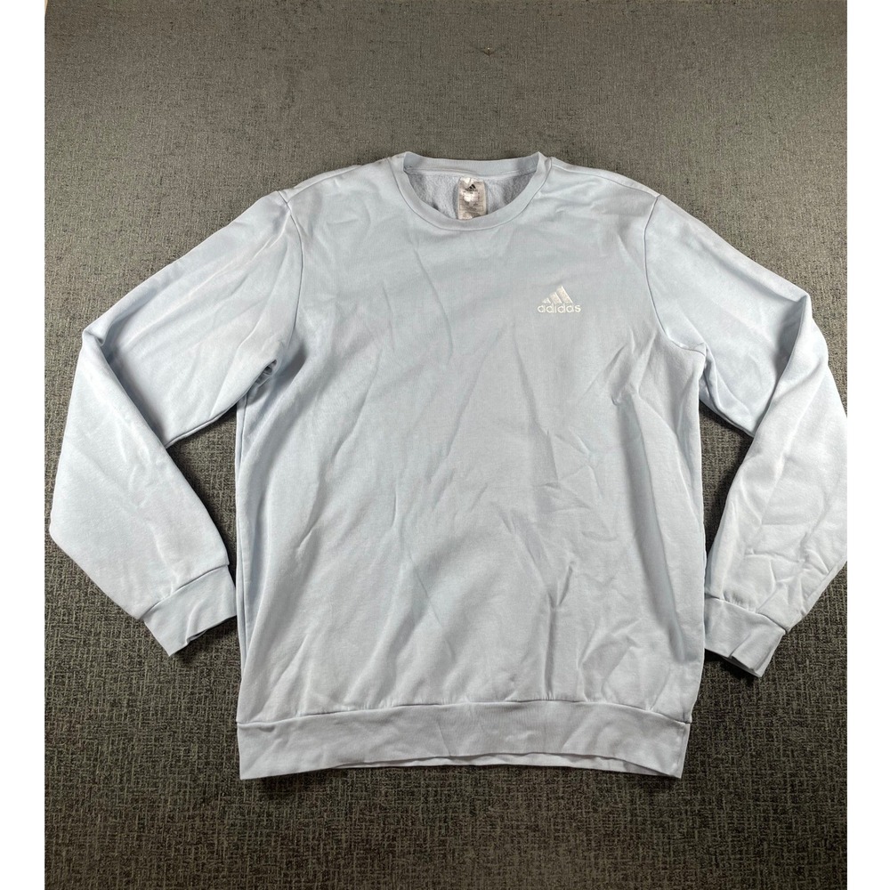 Adidas Essentials Crewneck Sweatshirt Mens Large Light Blue Embroidered Logo